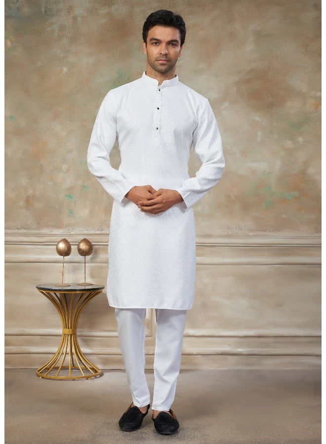 OUTLUK White Cotton Kurta Pajama for Men - Image 1